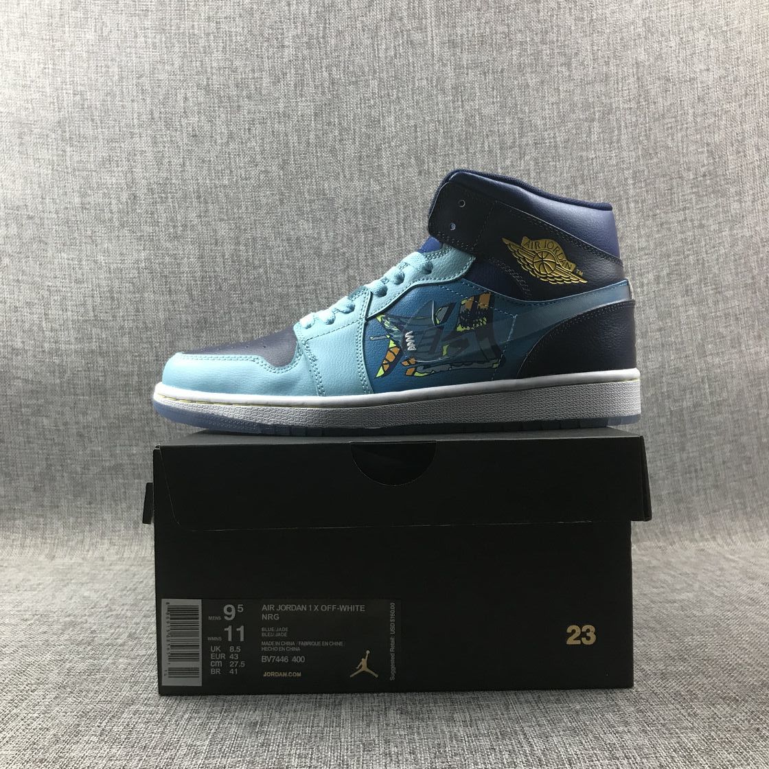 Jordan Air Jordan 1 Mid Blue Graphic Sneakers BV7446-400