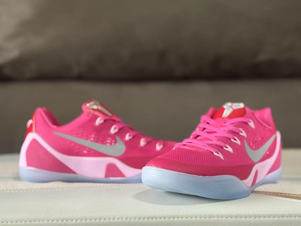 Nike Kobe 9 Pink Silver Basketball Sneakers