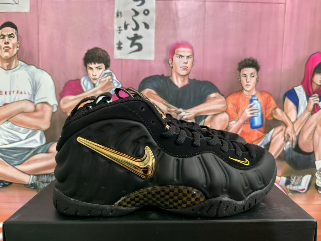 Nike Air Foamposite One Black Gold Basketball Sneakers