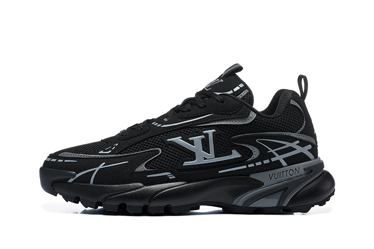 Louis Vuitton Black and Silver Graphic Low-Top Sneakers