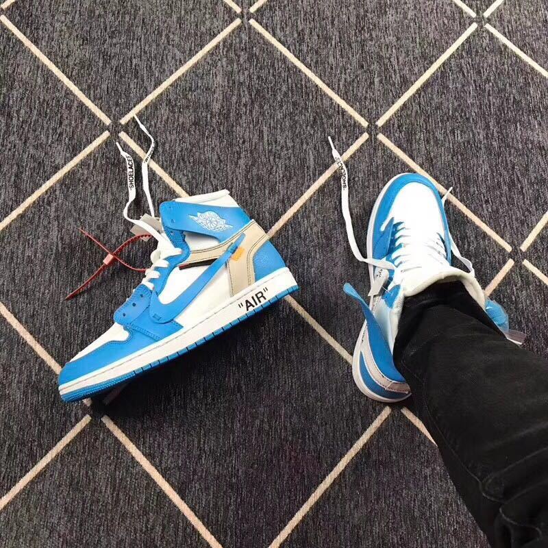 Jordan Air Jordan 1 Blue and White High-Top Sneakers