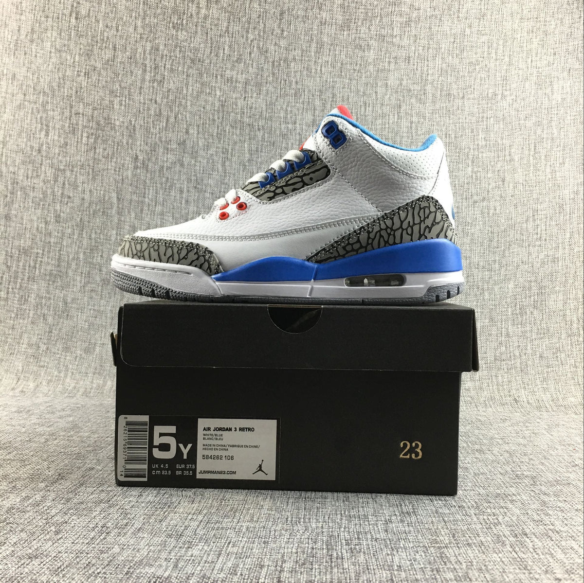 Air Jordan 3 Retro White and Blue Sneakers