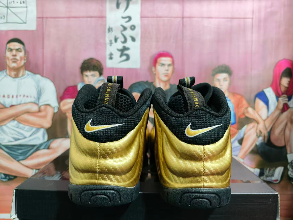 Nike Gold and Black Foamposite Basketball Sneakers