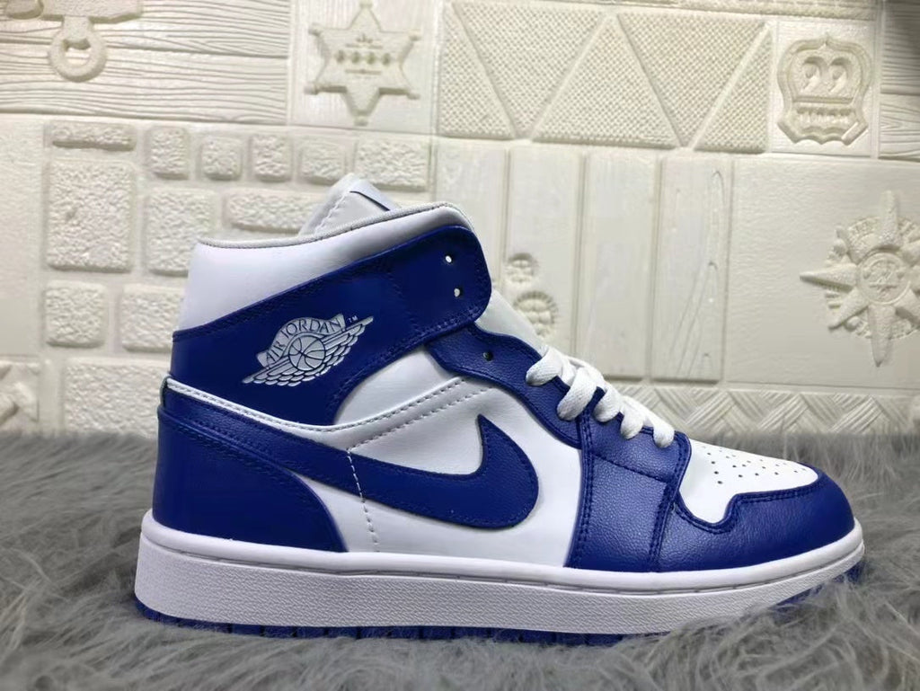 Air Jordan 1 Mid Kentucky White Blue Sneakers B62-104