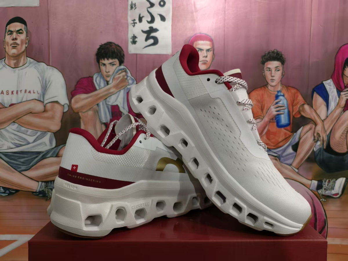 On Cloud Sneakers White Red Gold