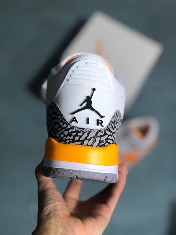 Jordan 3 White and Orange Men's Sneakers
