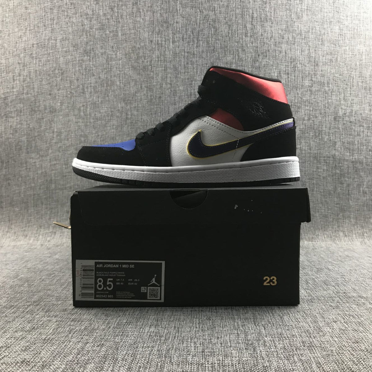 Jordan 1 Mid Satin Lakers Top 3 Sneakers 852542-005