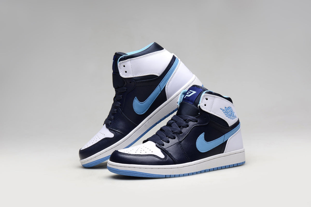 Jordan 1 Retro High Navy and Light Blue Sneakers