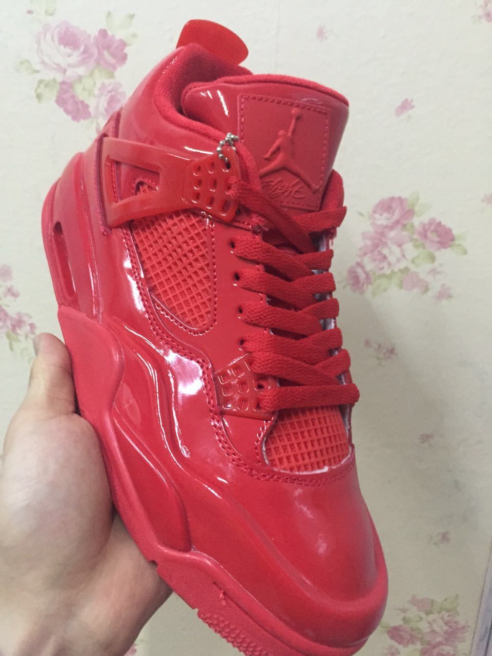 Jordan 4 Red Patent Leather Sneakers 719864 600
