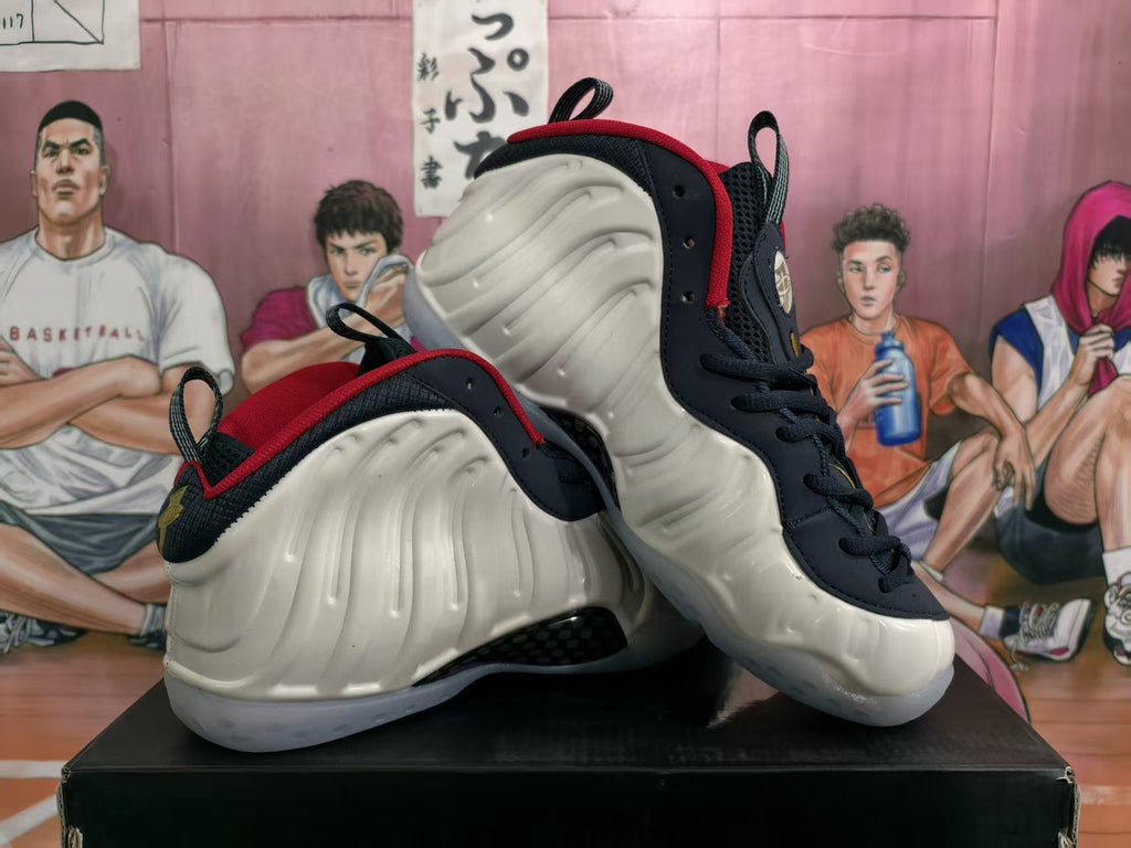 Nike Air Foamposite One Basketball Sneakers White Navy Red