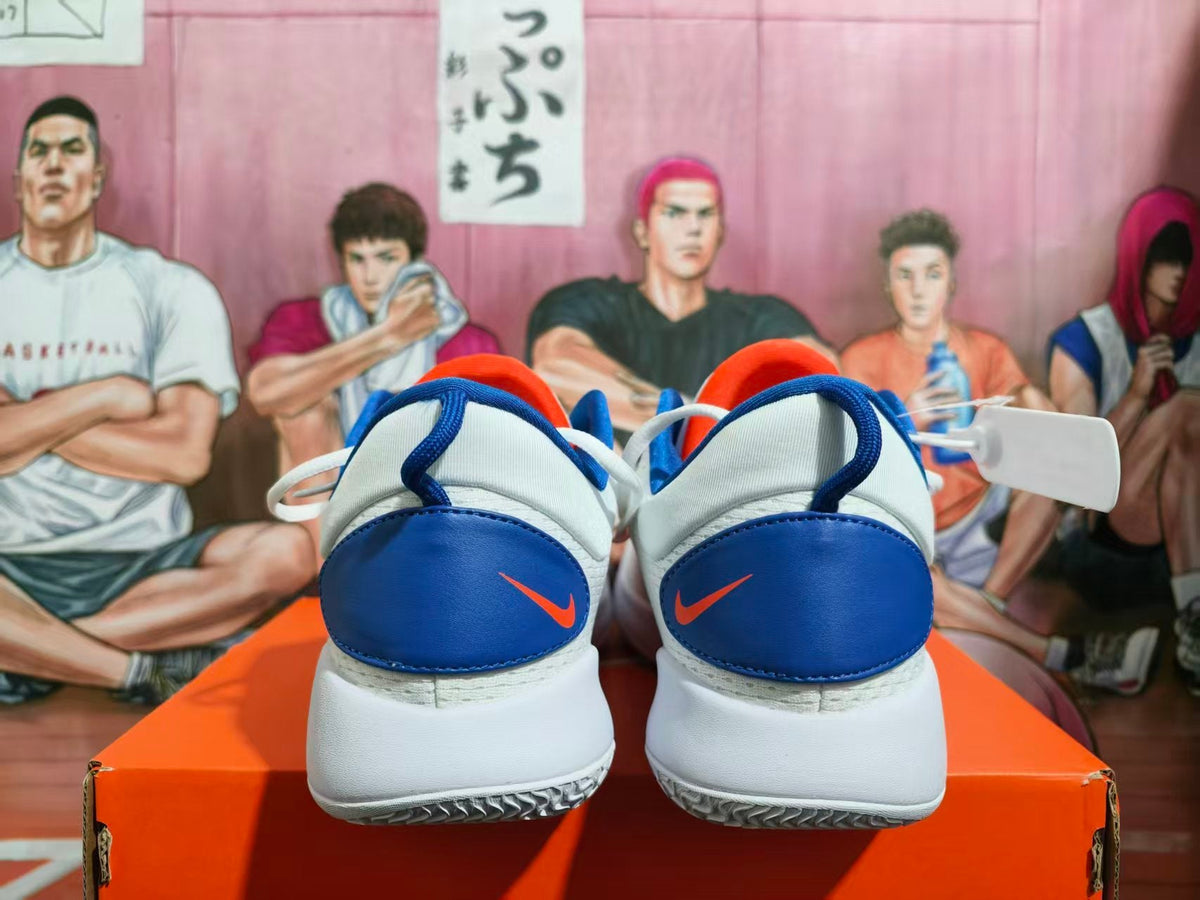 Nike Zoom Basketball Shoes, White, Blue and Orange