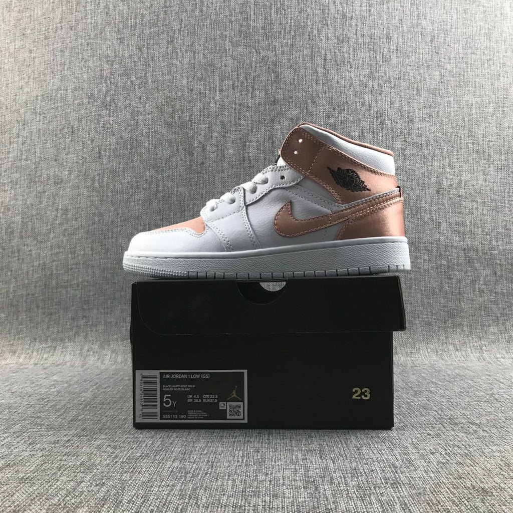 Air Jordan 1 Mid Rose Gold White Sneakers 555112-190
