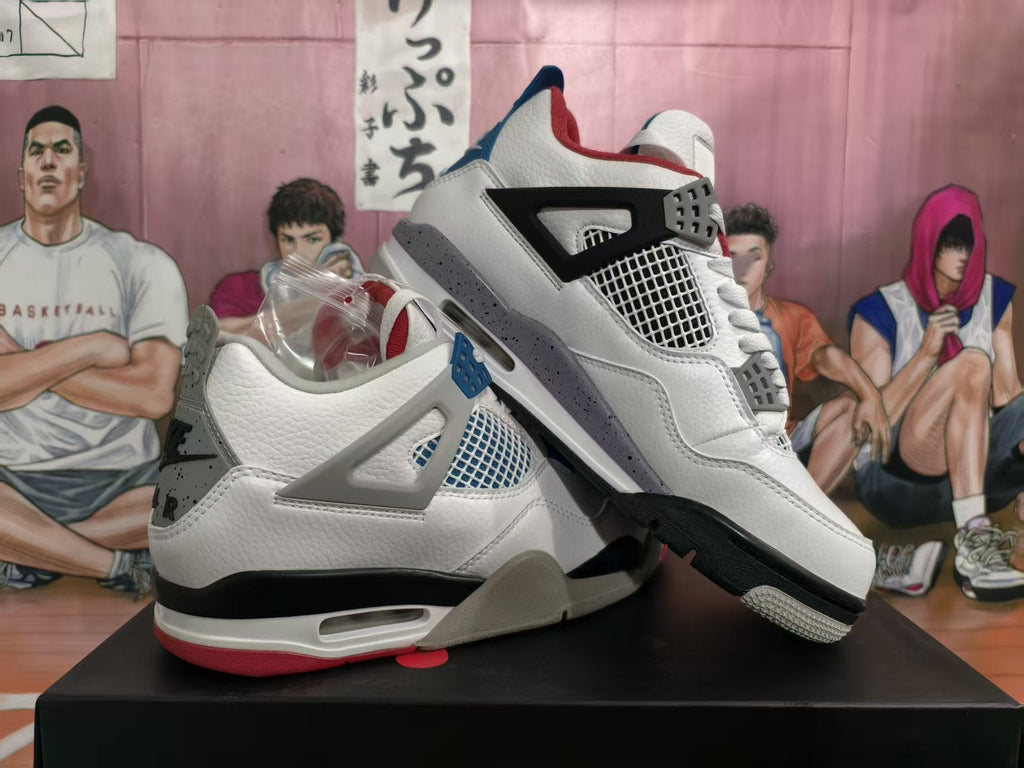 Nike Air Jordan 4 White Blue Red Sneakers