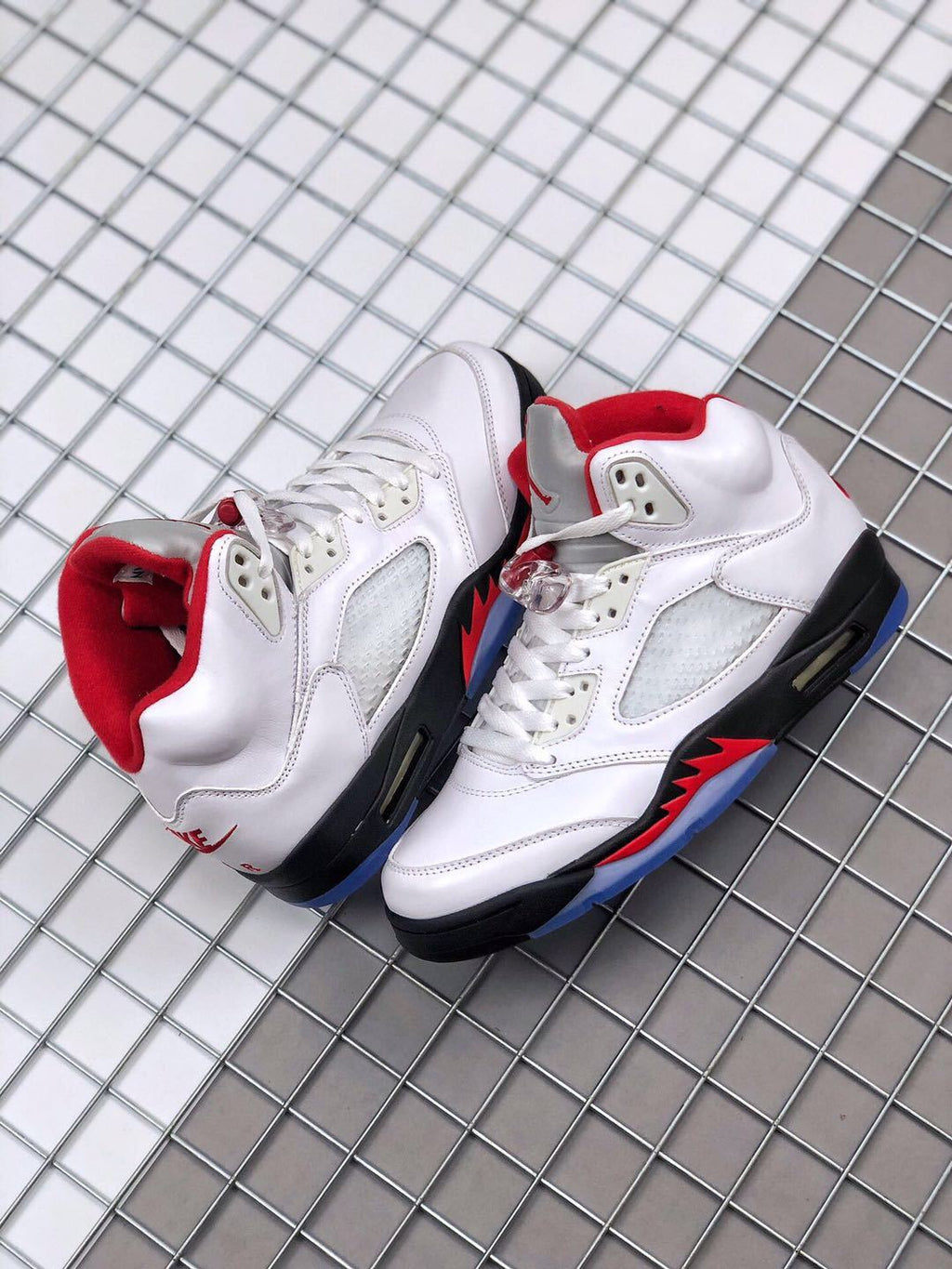 Air Jordan 5 Fire Red White Black Red Sneakers