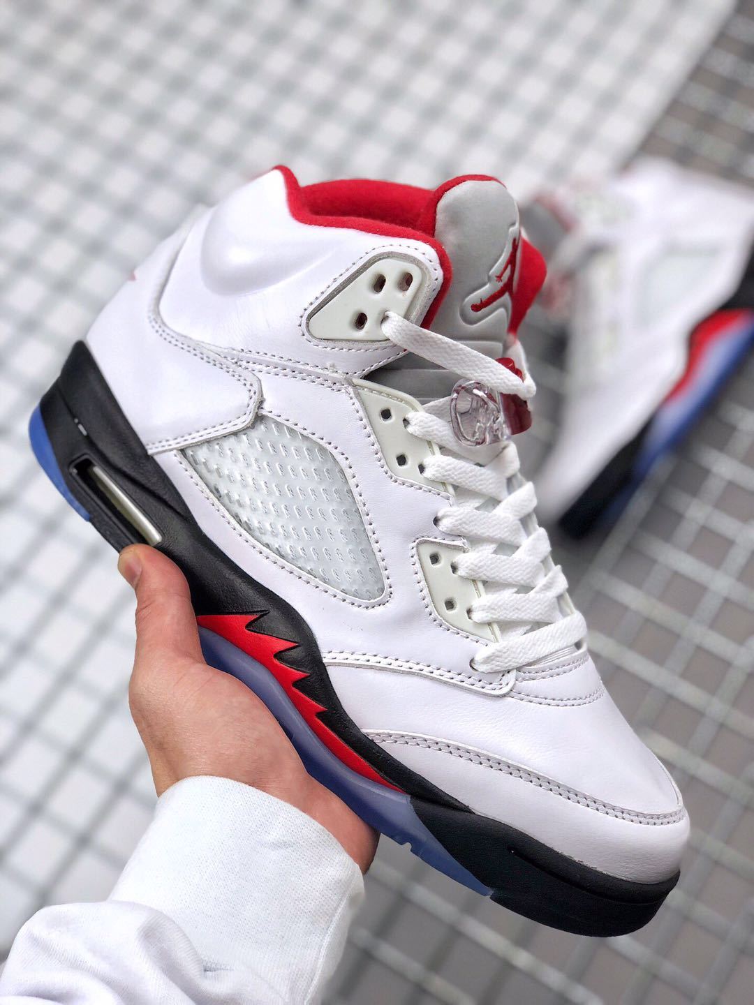 Air Jordan 5 Fire Red White Black Red Sneakers