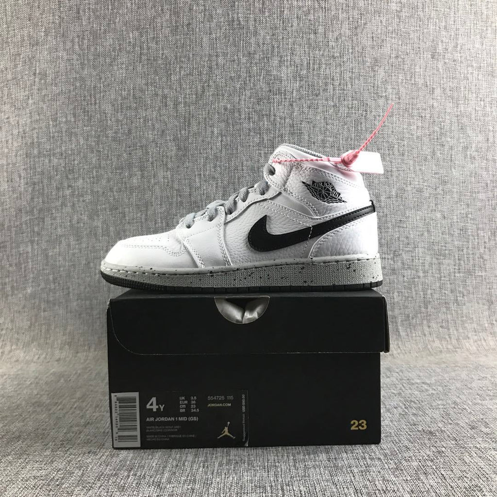 Jordan Air Jordan 1 Mid GS White Cement Sneakers