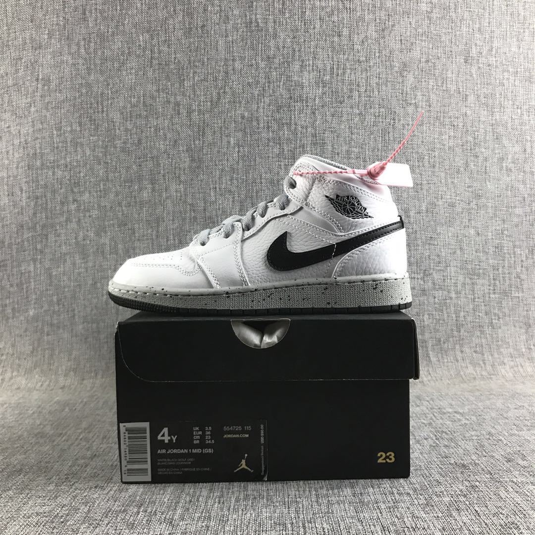 Jordan Air Jordan 1 Mid GS White Cement Sneakers
