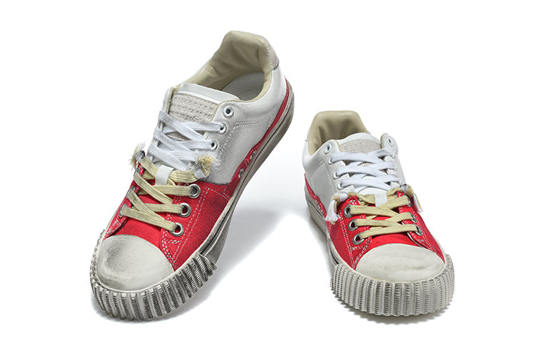 Golden Goose Super-Star Low-Top Sneakers Red and Gray