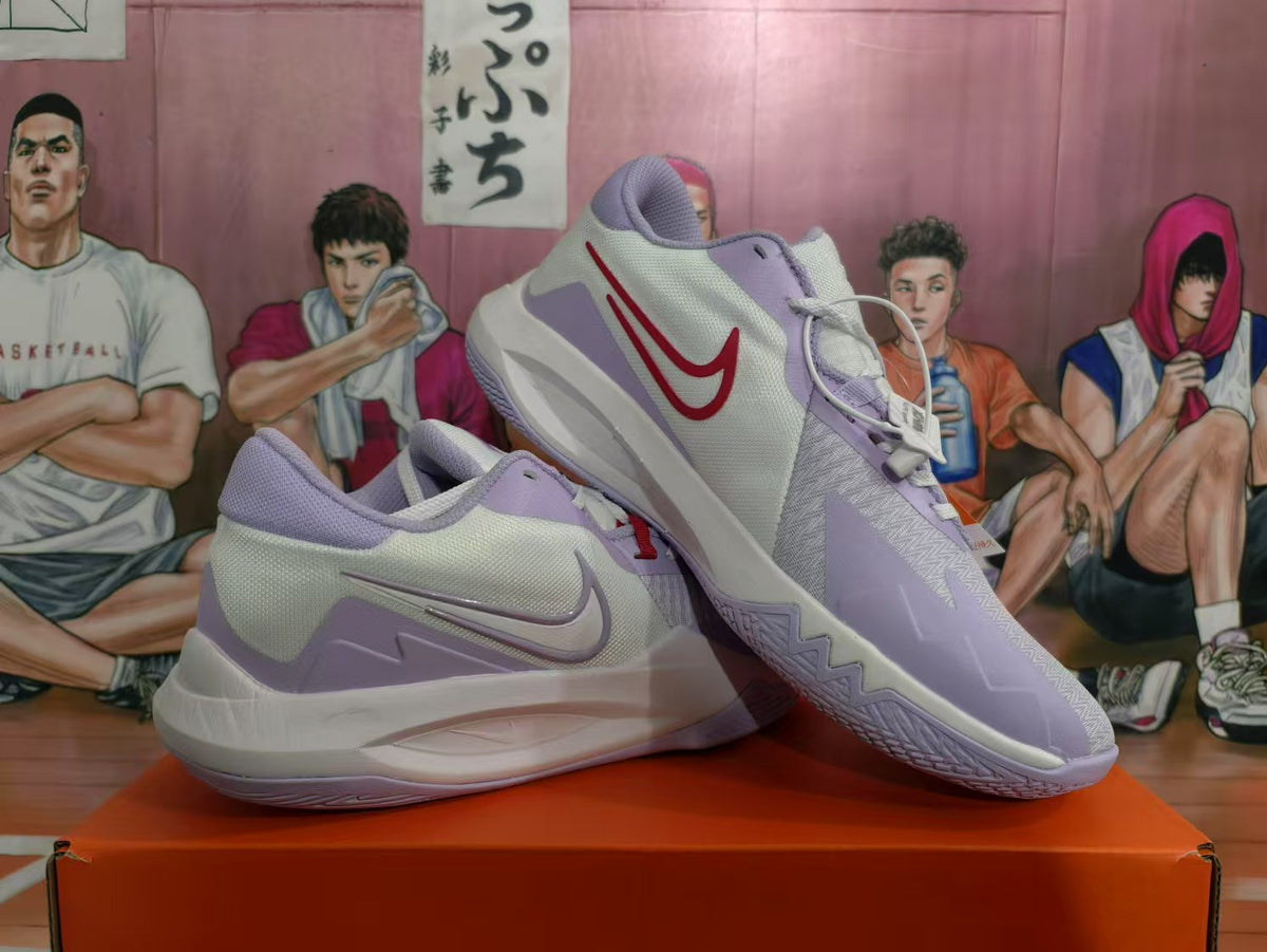 Nike White and Purple Basketball Sneakers