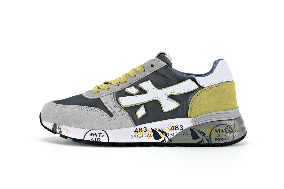 Premiata Mick Sneakers in Gray, White and Yellow