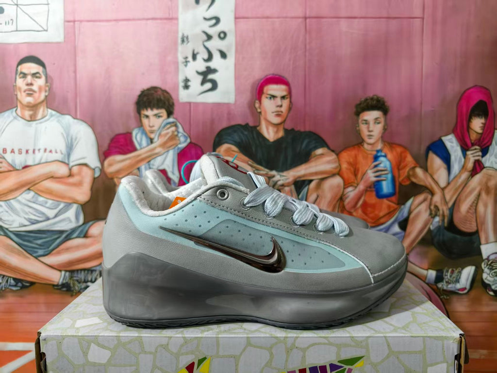 Nike Gray Low-Top Sneakers with Metallic Swoosh