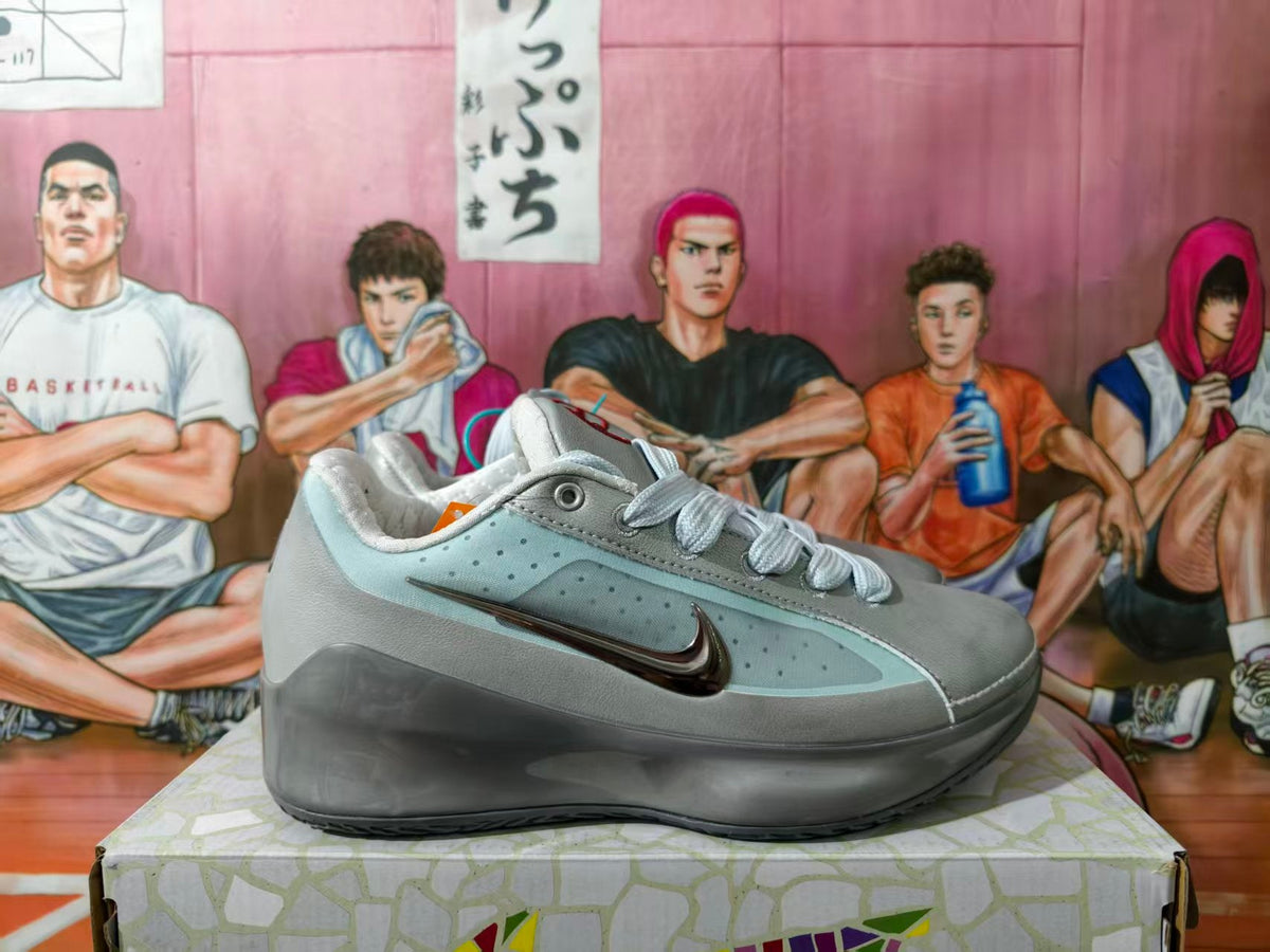 Nike Gray Low-Top Sneakers with Metallic Swoosh