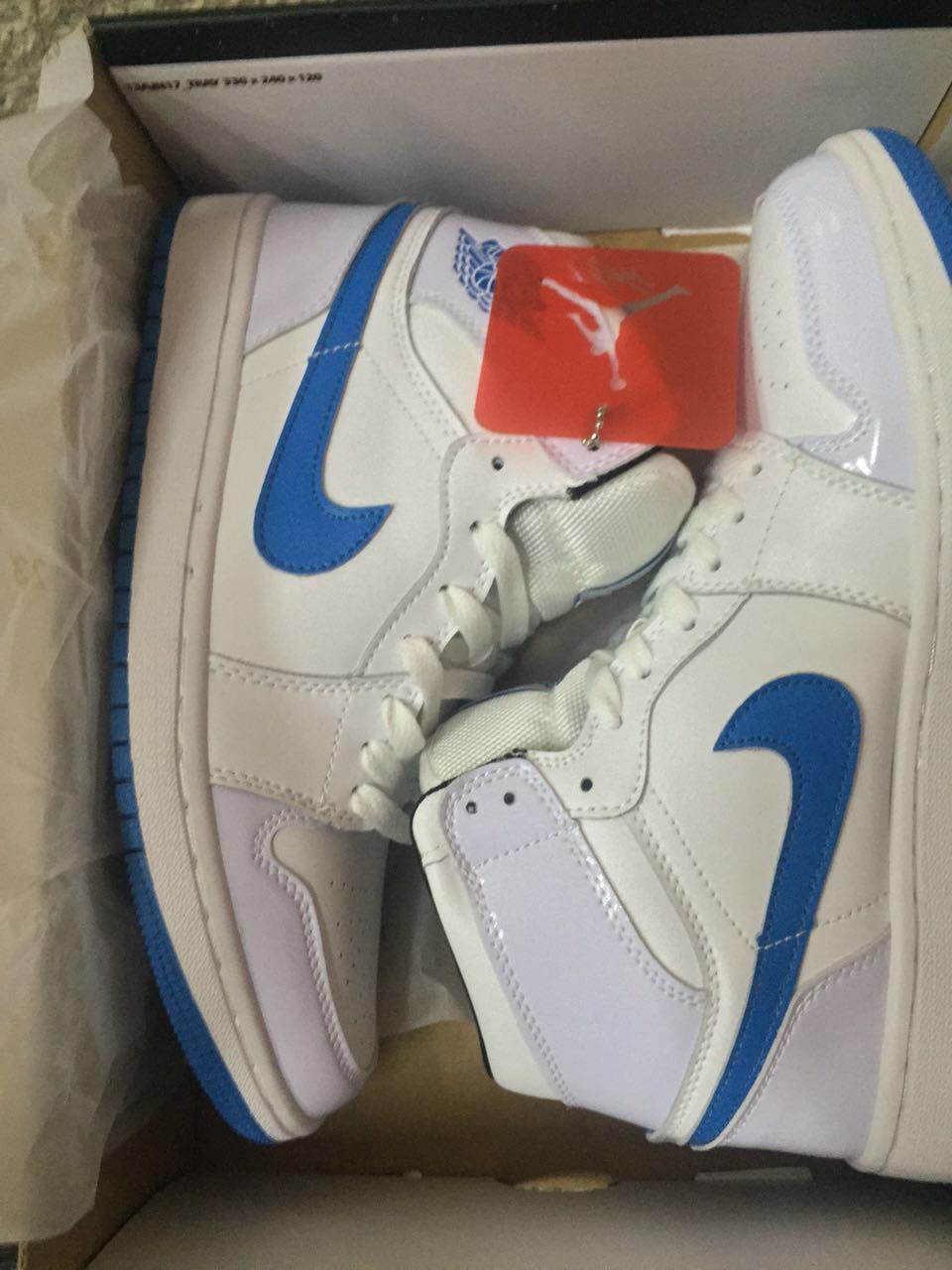Jordan 1 High Sneakers White and Legend Blue