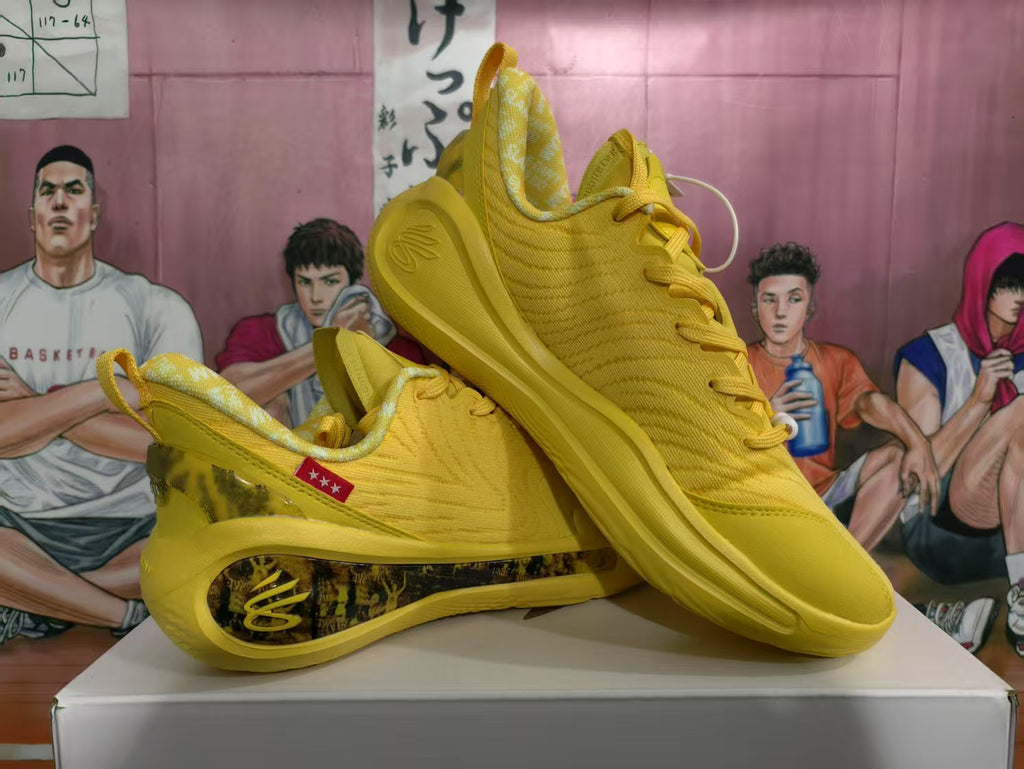 Yellow Basketball Sneakers with Graphic Midsole