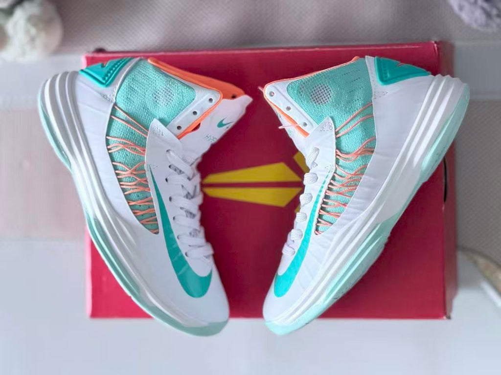 Nike Hyperdunk Kids High-Top Basketball Shoes, Mint and Coral