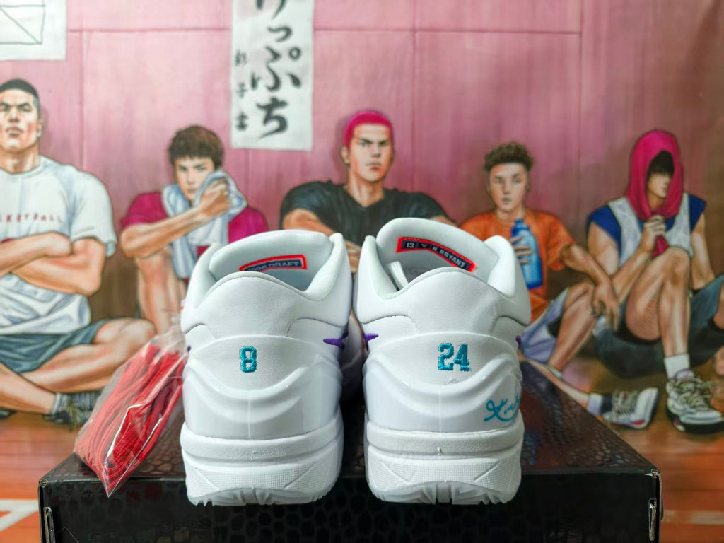 Nike Kobe Low Basketball Shoes White and Purple