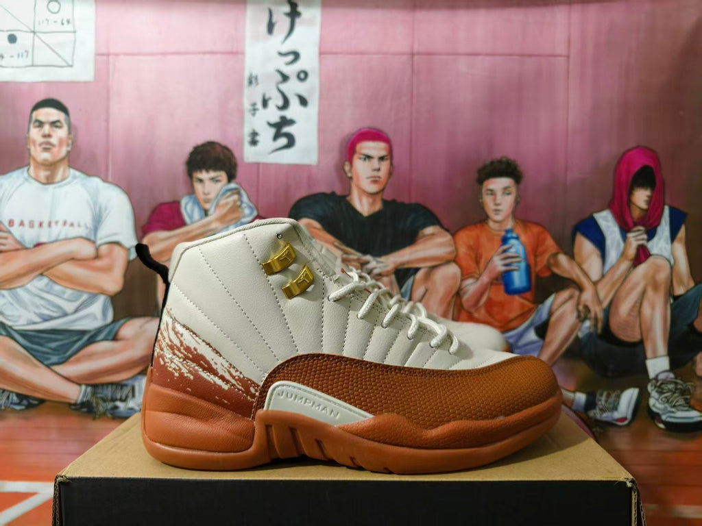 Jordan 12 Retro Sneakers in Cream and Brown