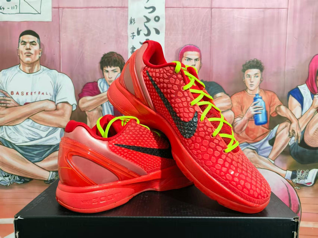 Nike Zoom Basketball Sneakers Red with Neon Laces
