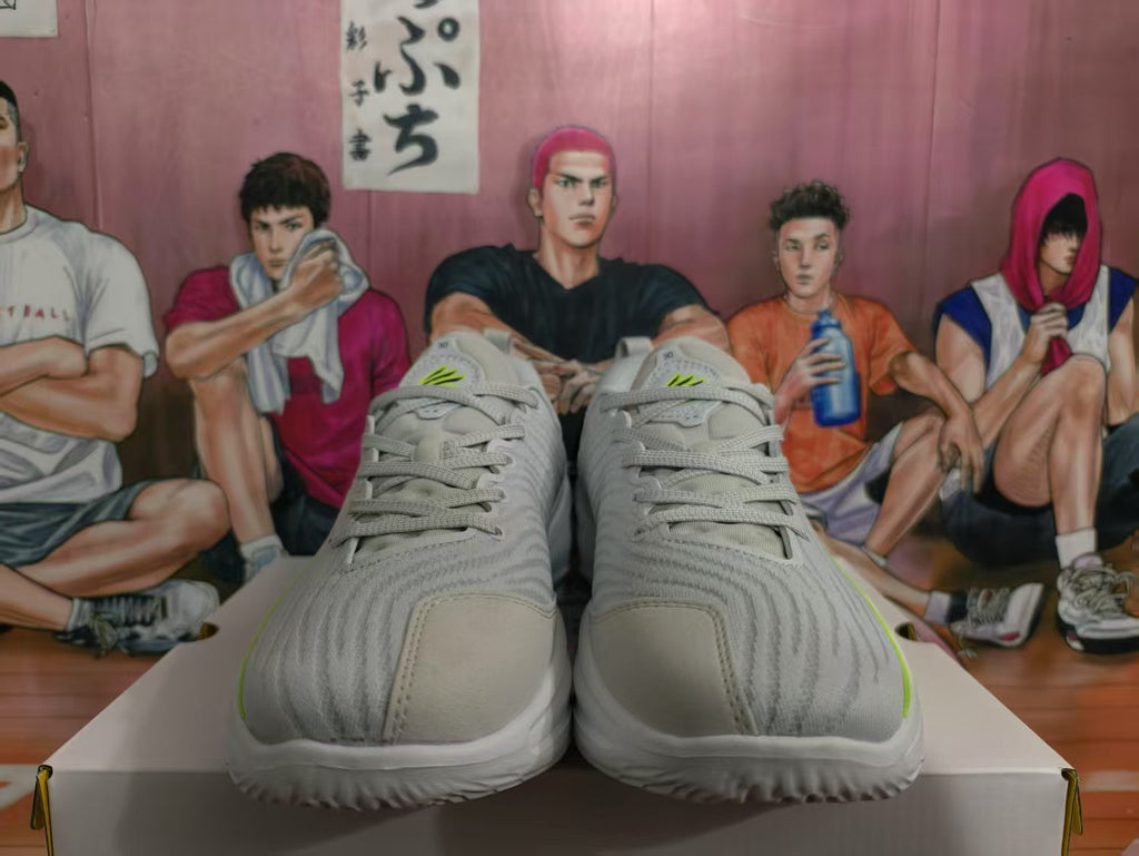 Gray and Green Basketball Sneakers