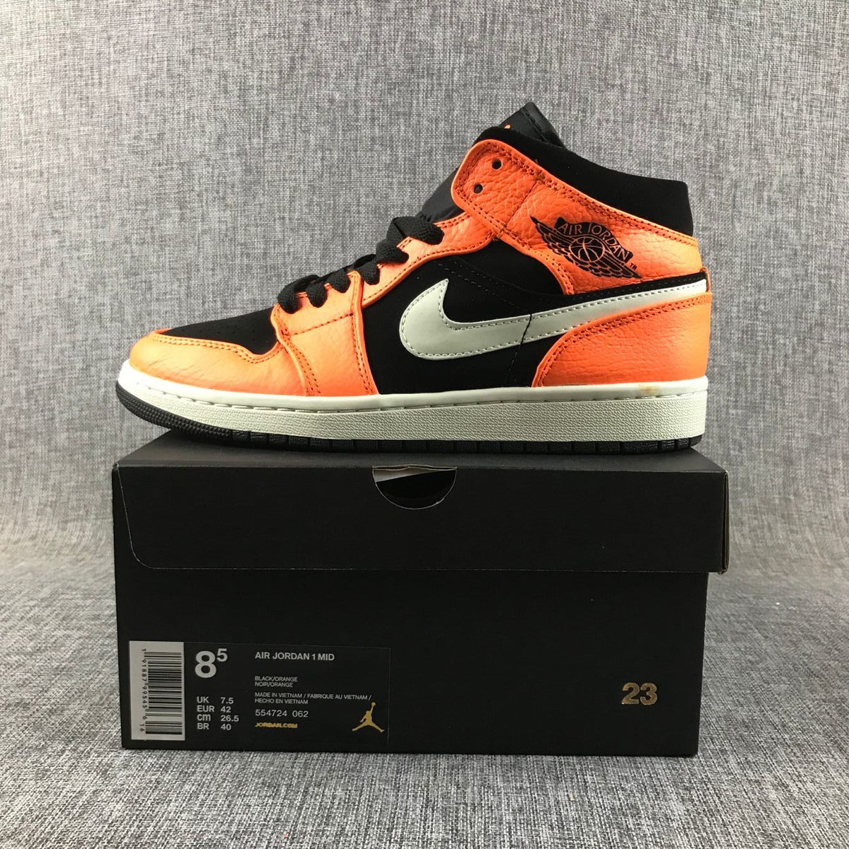 Jordan Air Jordan 1 Mid Orange Black Sneakers