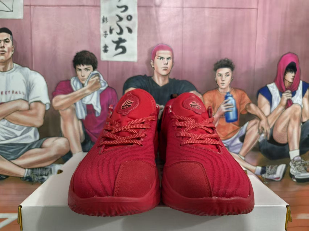 Red Basketball Sneakers with Translucent Accent Sole
