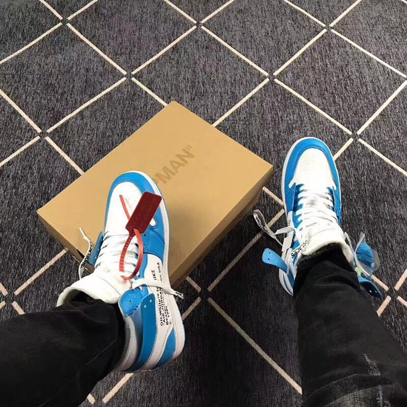 Jordan Air Jordan 1 Blue and White High-Top Sneakers