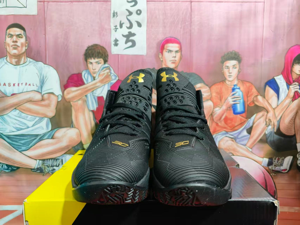 Under Armour SC Black Gold Basketball Sneakers