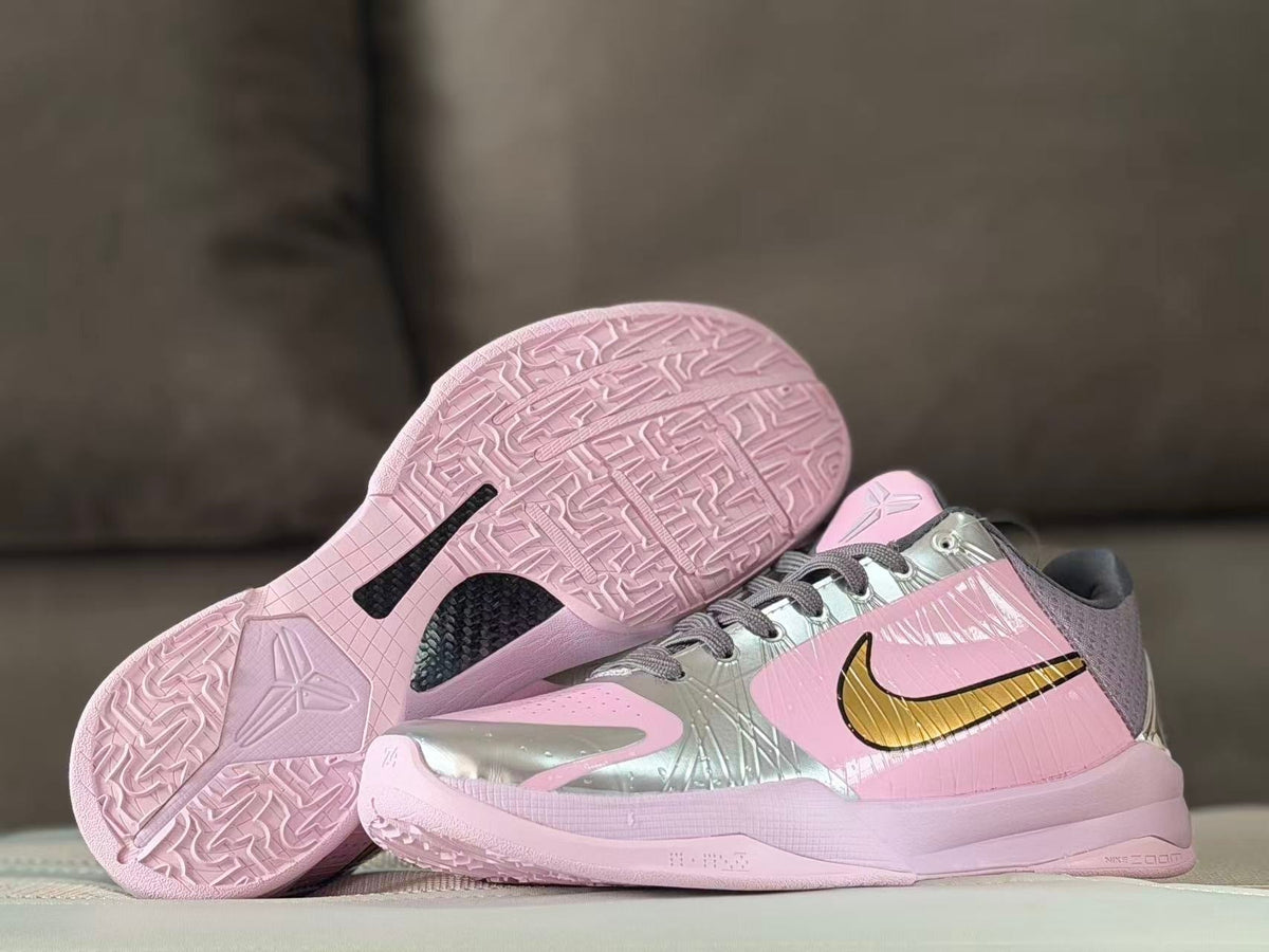 Nike Kobe 5 Low Basketball Shoes Pink Silver Gold
