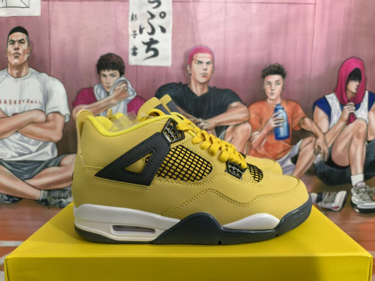 Jordan 4 Yellow Black Basketball Sneakers