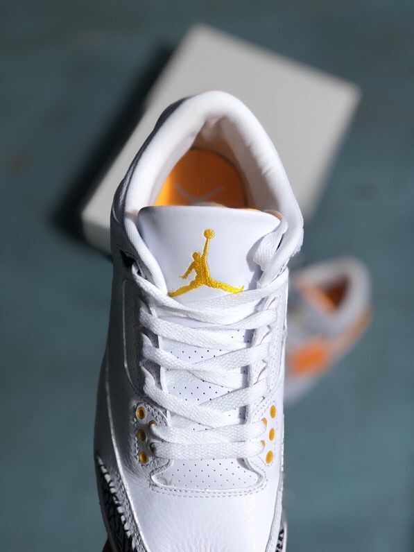 Jordan 3 White and Orange Men's Sneakers