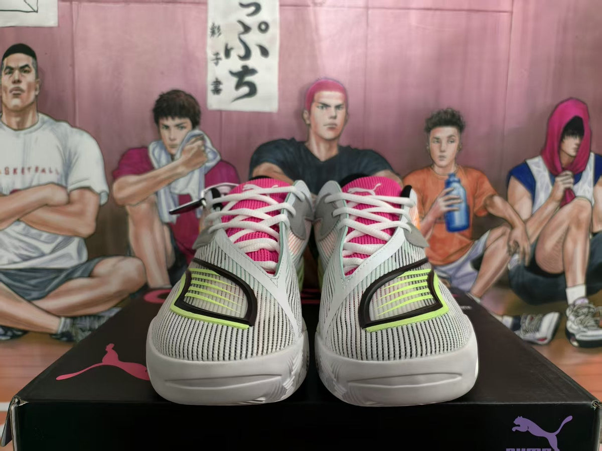 PUMA Grey and Neon Basketball Shoes