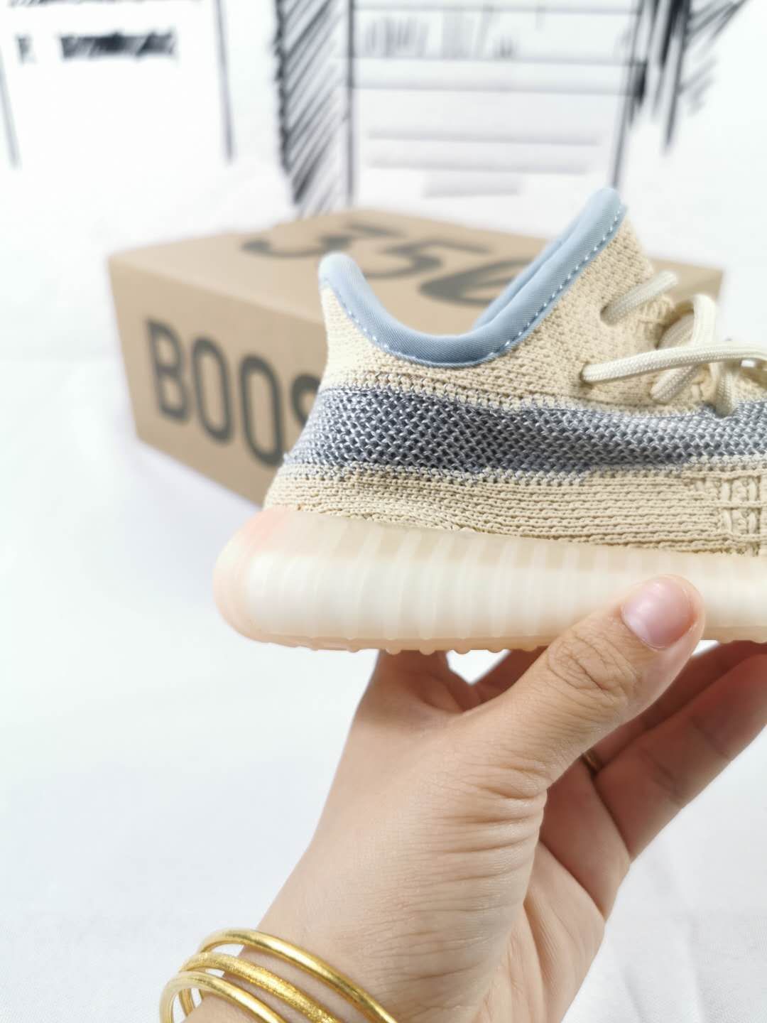 Yeezy 350 V2 Kids Sneakers Linen Yellow