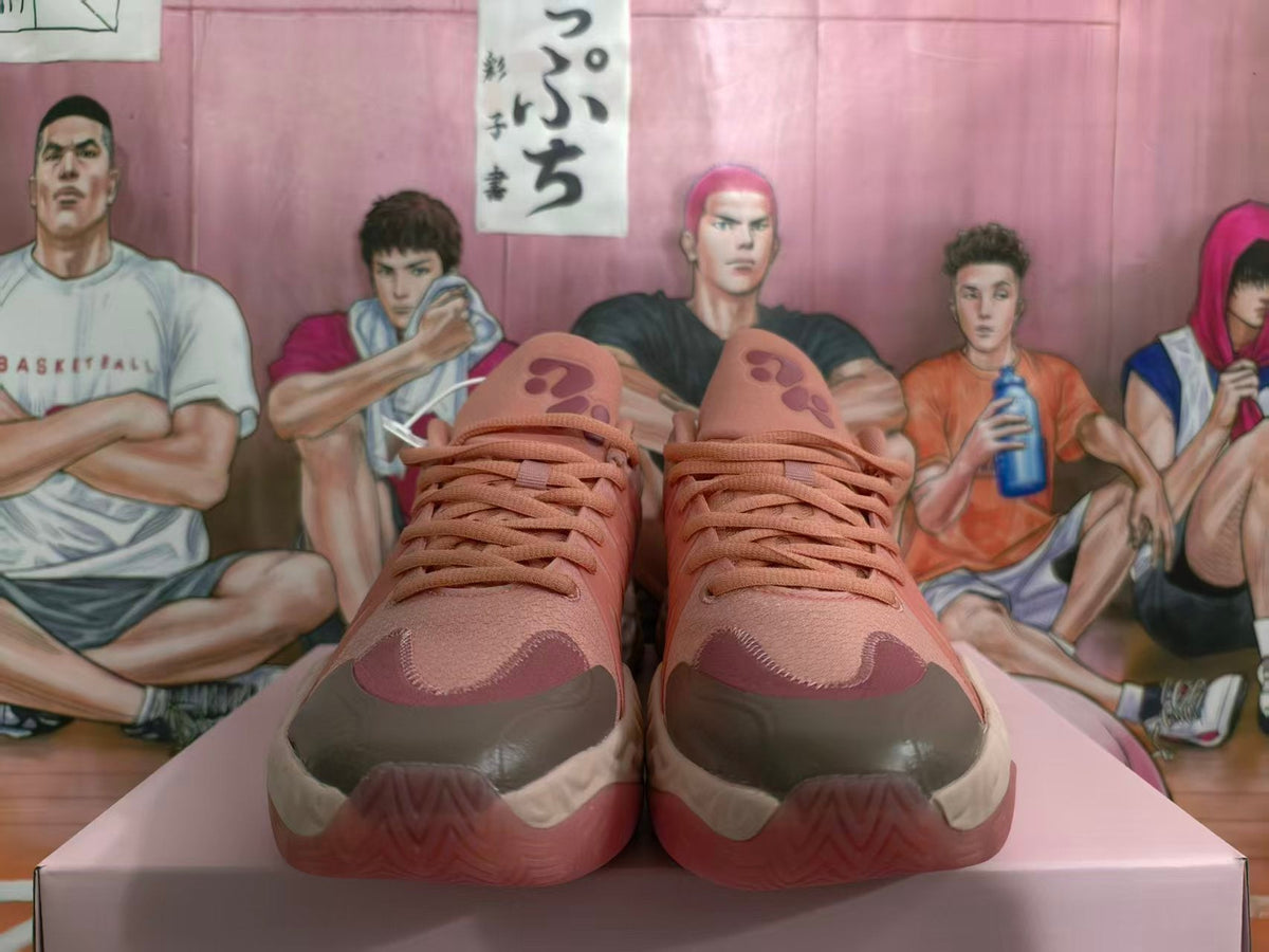 Pink Basketball Sneakers with Wave-Pattern Sole