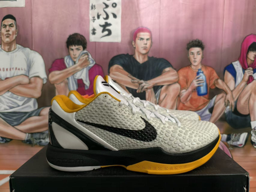 Nike Kobe 6 Basketball Shoes White Black Yellow