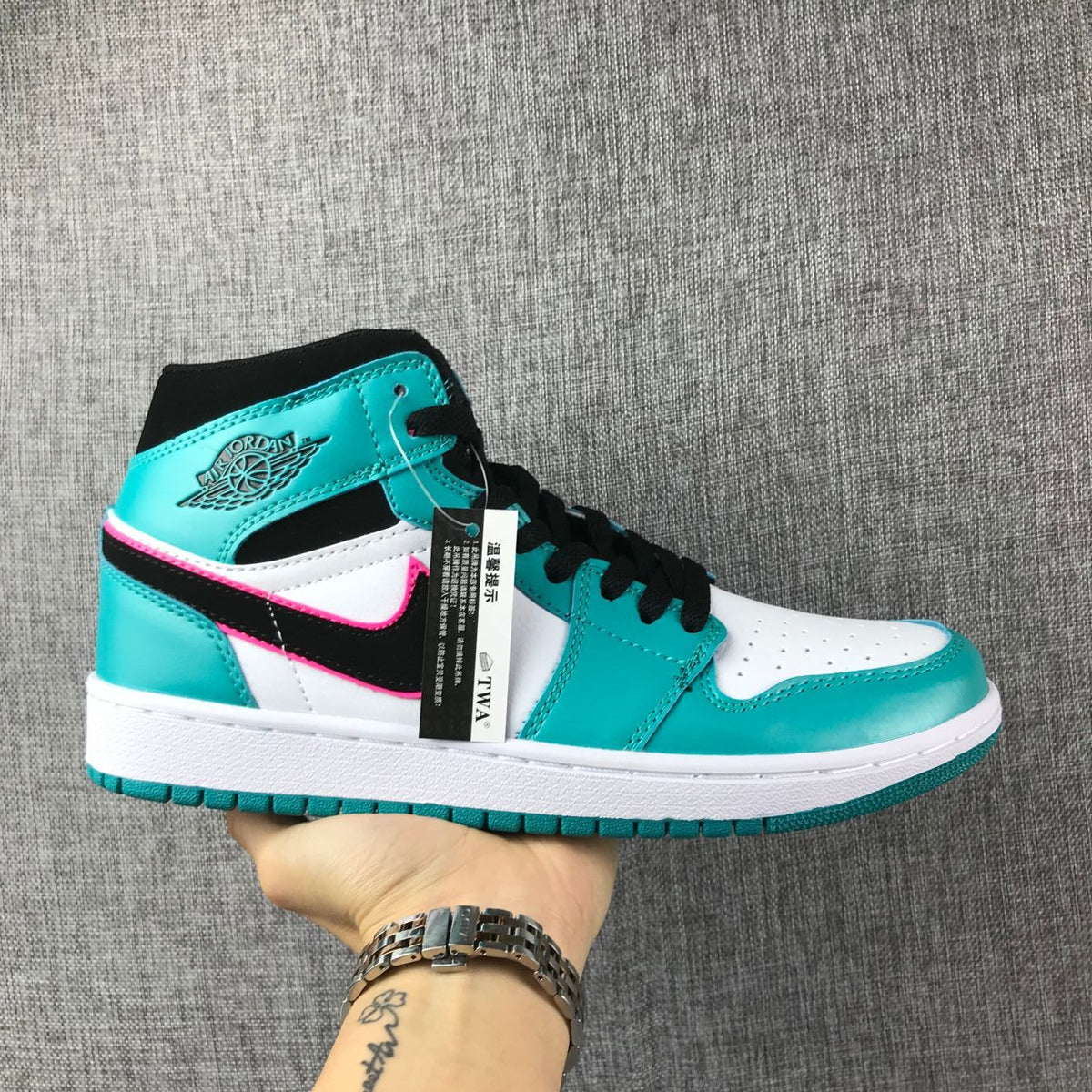 Jordan 1 Mid South Coast Teal White Sneakers 852542-306
