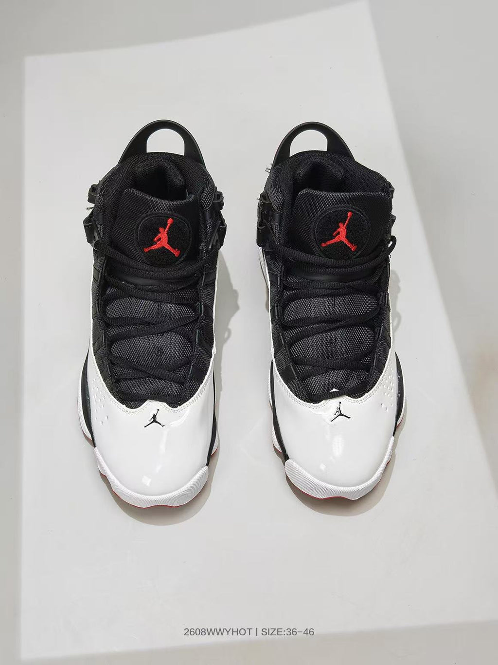 Jordan 6 Rings Black White Red Sneakers