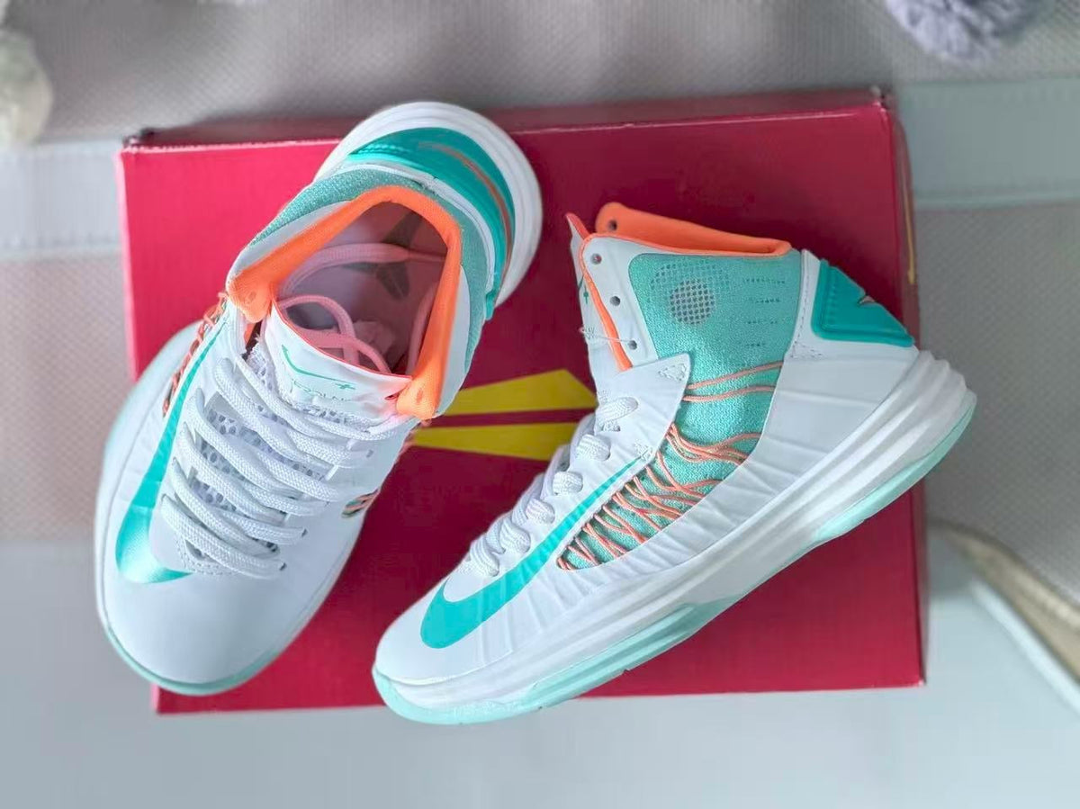 Nike Hyperdunk Kids High-Top Basketball Shoes, Mint and Coral