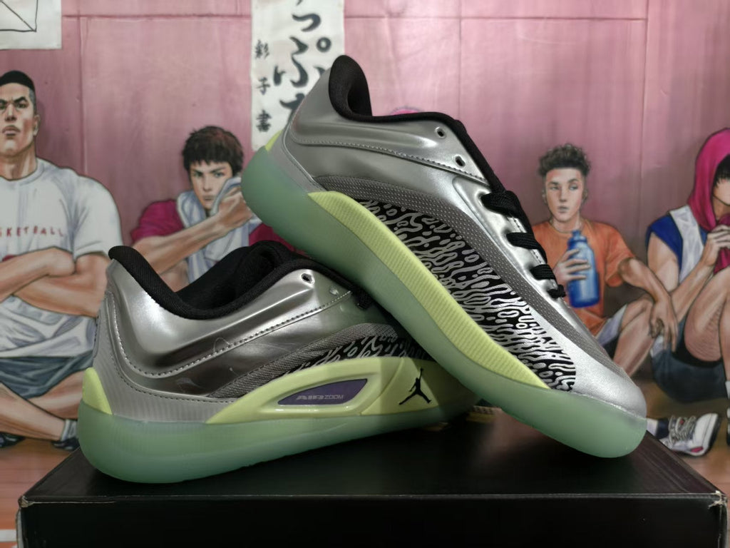 Jordan Basketball Sneakers Silver Green
