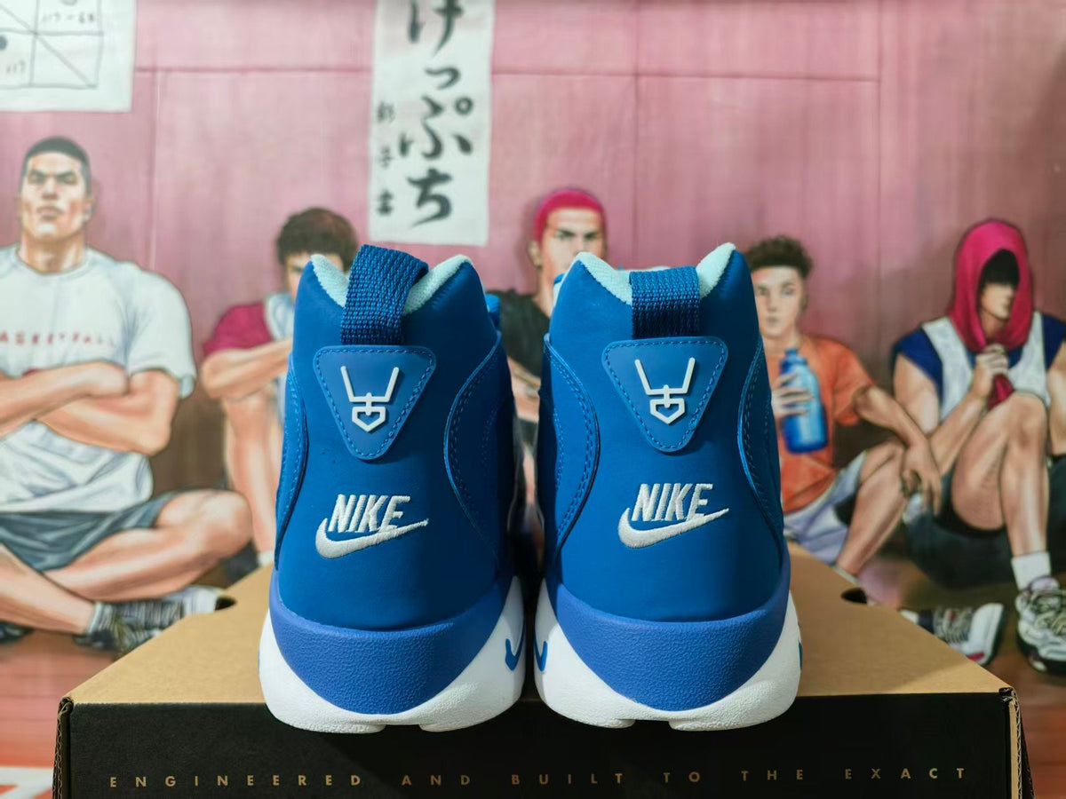 Nike White and Blue High-Top Basketball Sneakers