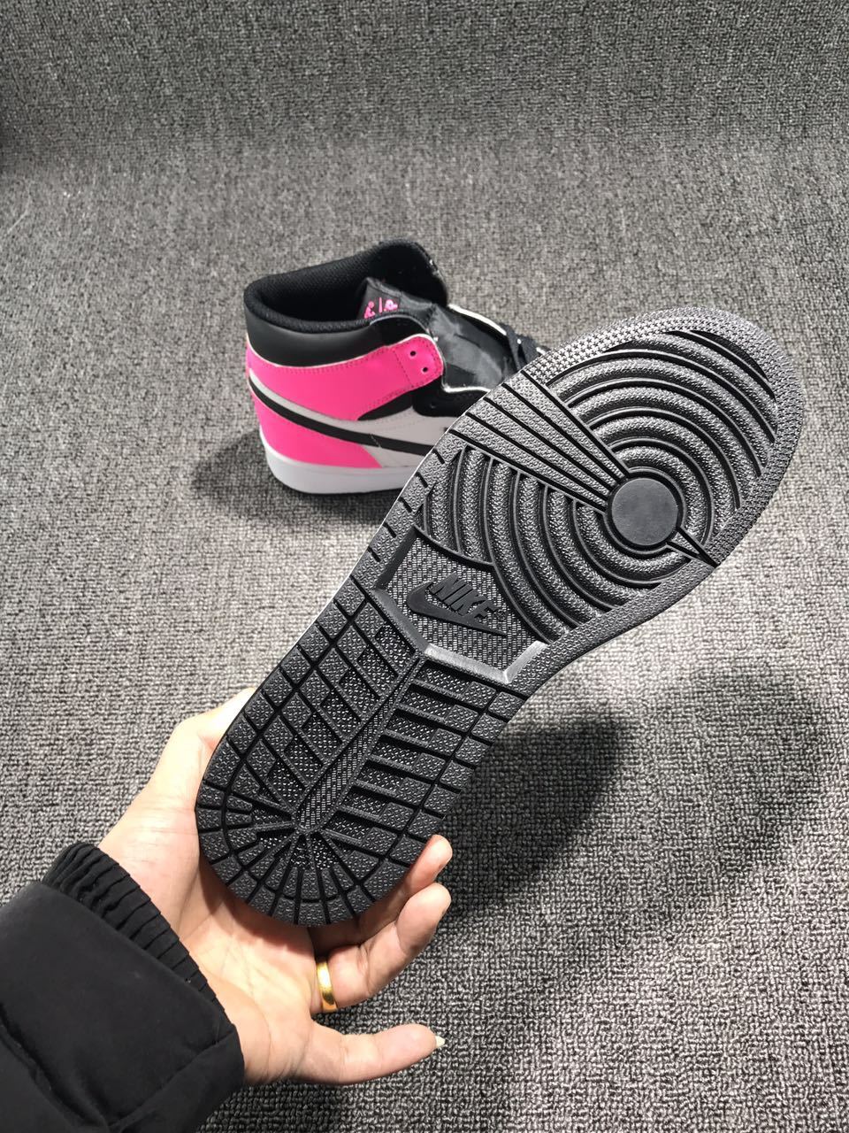 Jordan 1 High Pink Black White Sneakers
